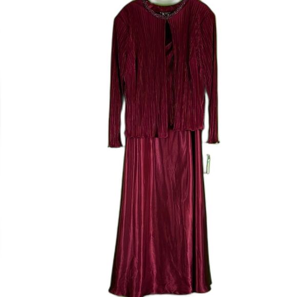 Cachet Elegant Burgundy Evening Set-dress and jacket Size 20W - Picture 1 of 10